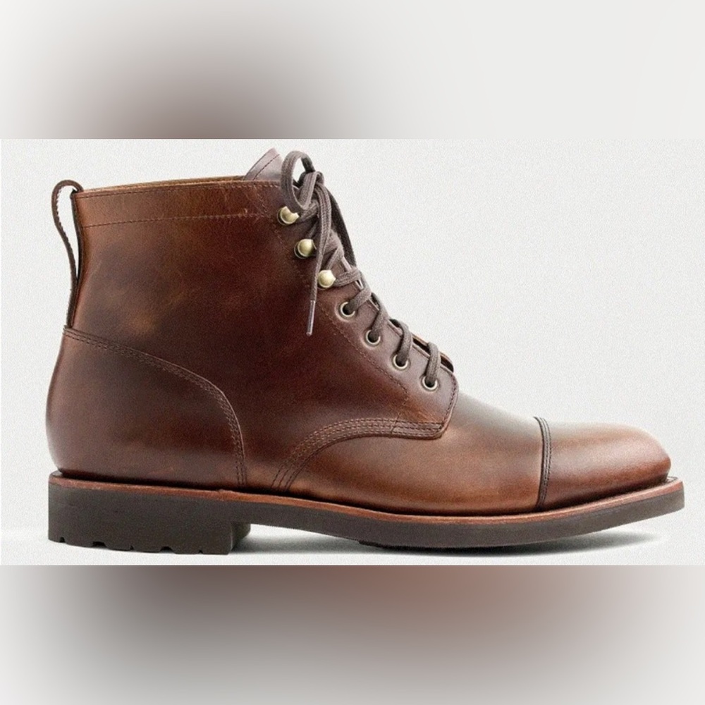 J. Crew Kenton Brown Tobacco Leather Cap Toe Men's Boots
